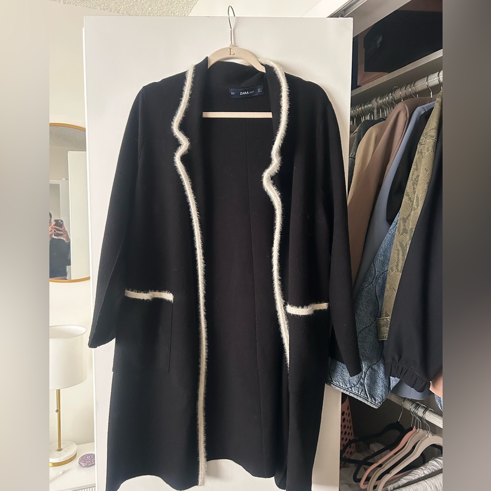 Zara Black Knit with White Accents